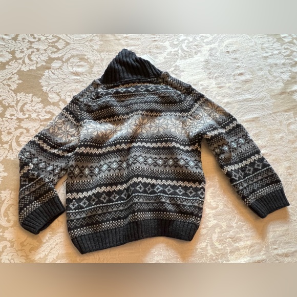 Janie & Jack Fair Isle Gray and White Baby Boy Sweater Cotton Sweater NEW NWT - Picture 2 of 5